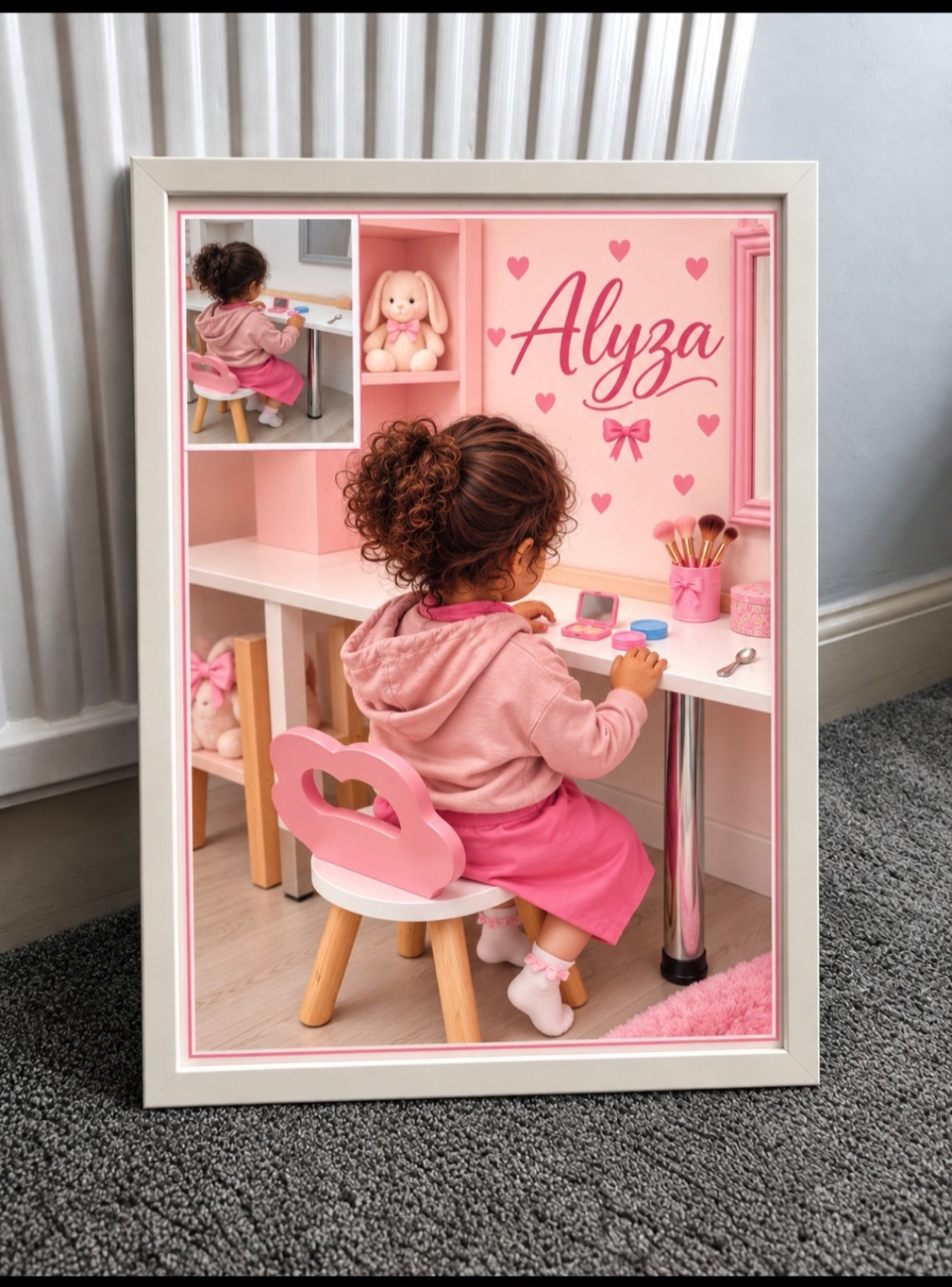 Personalised Alyza photograph print in a white frame