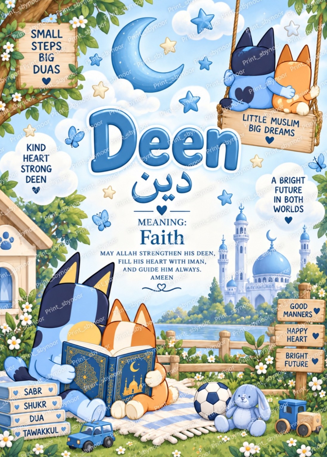 Blue character name print – Deen