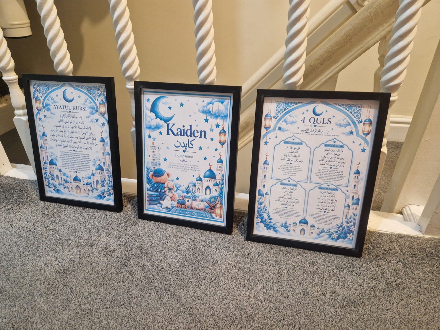 Blue personalised set of three